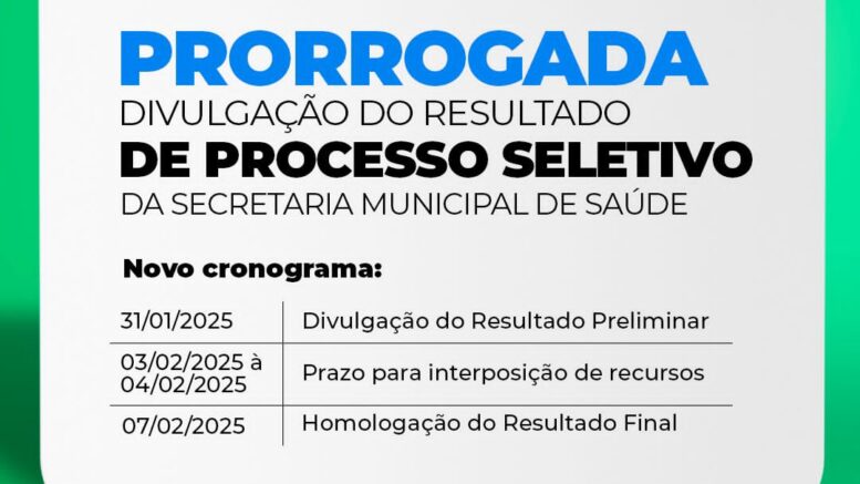 Prefeitura de Barra do Garças prorroga divulgação de classificados no Processo Seletivo da Secretaria de Saúde